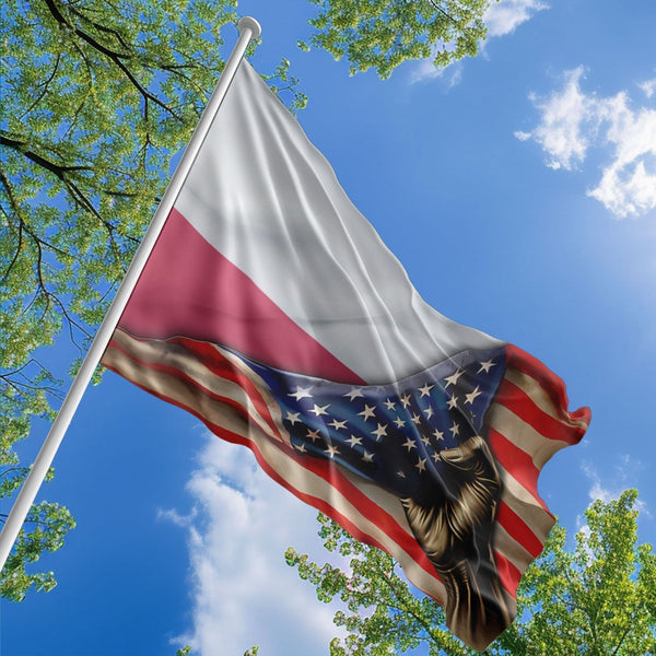 American Polish Flag, US And Poland Polyester The Original Style 1
