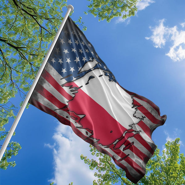 American Polish Flag, US And Poland Polyester The Scratch Style 1