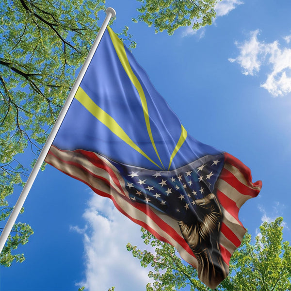 American Reunionese Flag, US And Reunion Polyester The Original Style 1