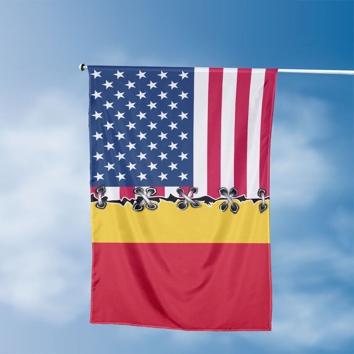 American Romanian Flag, US And Romania Polyester Sew Together Style 3