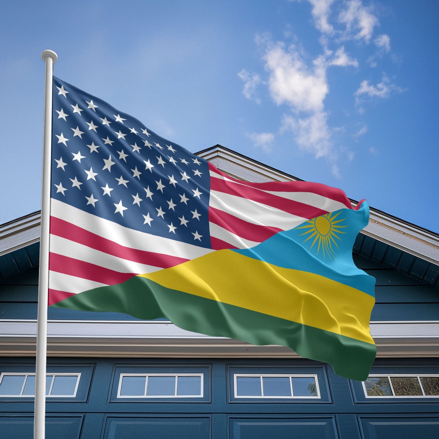 American Rwandan Flag, US And Rwanda Polyester Flag Friendship Blend T ...