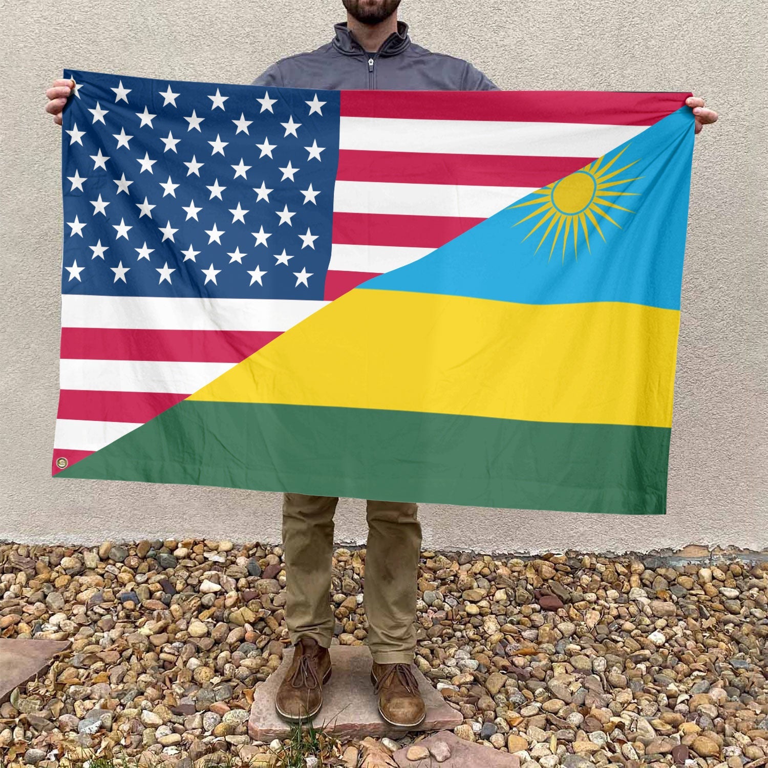 American Rwandan Flag, US And Rwanda Polyester Flag Friendship Blend T ...