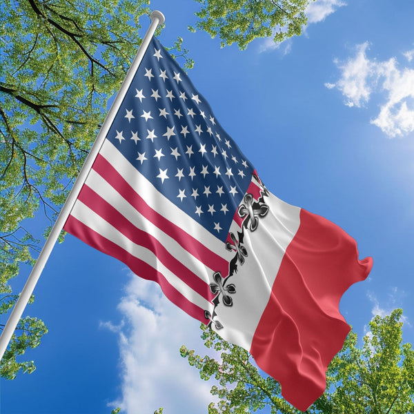 American Saint Martinois Flag, US And Saint Martin Polyester Sew Together Style 1