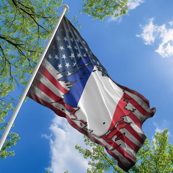 American Saint Martinois Flag, US And Saint Martin Polyester The Scratch Style 1
