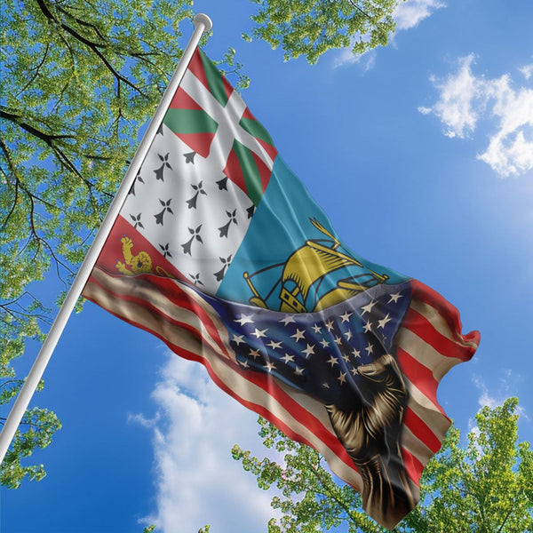 American Saint Pierre and Miquelonese Flag, US And Saint Pierre and Miquelon Polyester The Original Style 1
