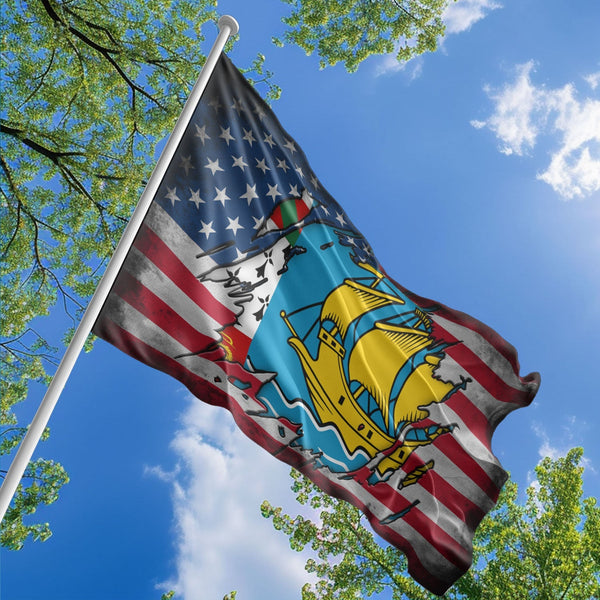American Saint Pierre and Miquelonese Flag, US And Saint Pierre and Miquelon Polyester The Scratch Style 1