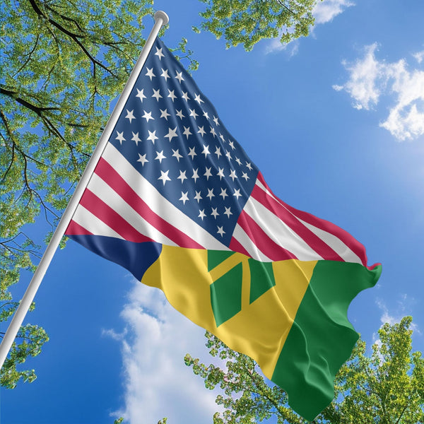 American Vincentian Flag, US And Saint Vincent and the Grenadines Polyester Friendship Blend Together Style 1