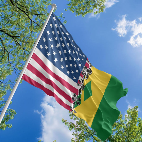 American Vincentian Flag, US And Saint Vincent and the Grenadines Polyester Sew Together Style 1