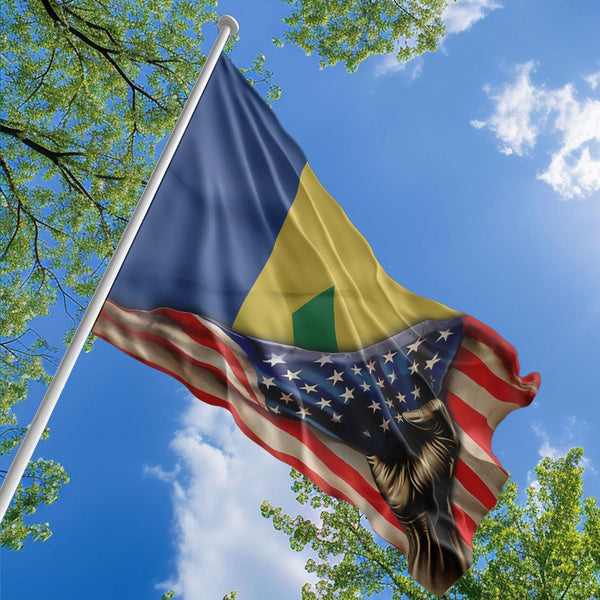 American Vincentian Flag, US And Saint Vincent and the Grenadines Polyester The Original Style 1