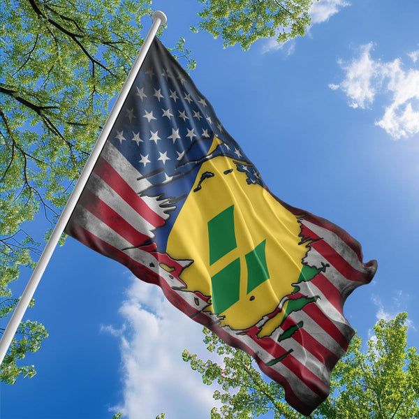 American Vincentian Flag, US And Saint Vincent and the Grenadines Polyester The Scratch Style 1
