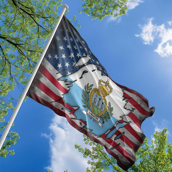 American Sammarinese Flag, US And San Marino Polyester The Scratch Style 1