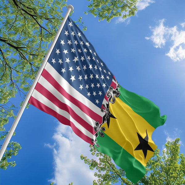 American Sao Tomean Flag, US And Sao Tome and Principe Polyester Sew Together Style 1