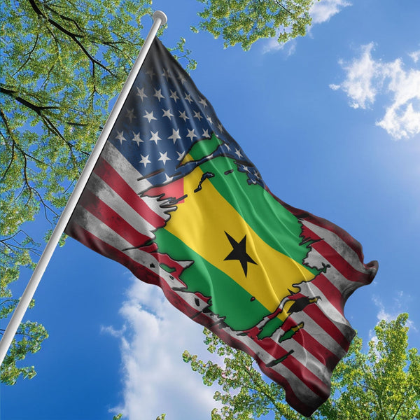 American Sao Tomean Flag, US And Sao Tome and Principe Polyester The Scratch Style 1
