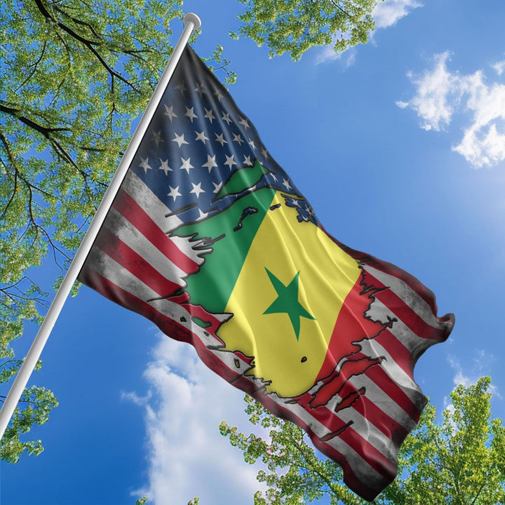 American Senegalese Flag, US And Senegal Polyester The Scratch Style 1