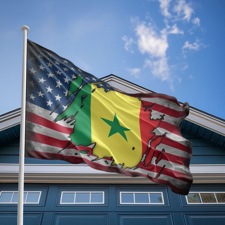 American Senegalese Flag, US And Senegal Polyester The Scratch Style 2
