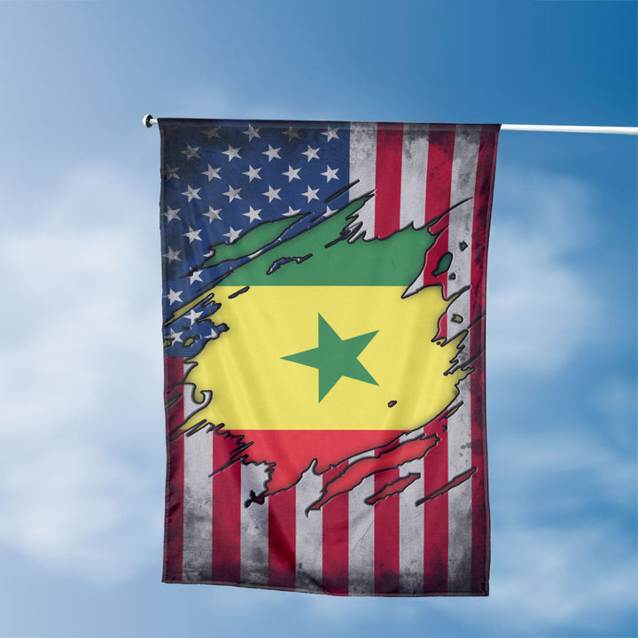 American Senegalese Flag, US And Senegal Polyester The Scratch Style 3