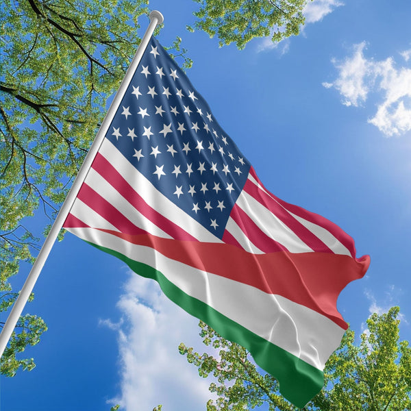 American Seychellois Flag, US And Seychelles Polyester Friendship Blend Together Style 1