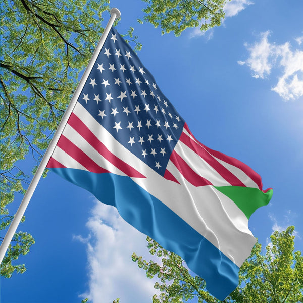 American Sierra Leonean Flag, US And Sierra Leone Polyester Friendship Blend Together Style 1