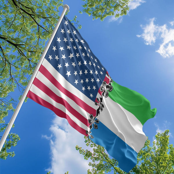 American Sierra Leonean Flag, US And Sierra Leone Polyester Sew Together Style 1