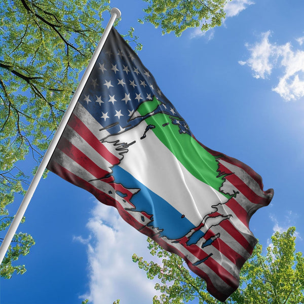 American Sierra Leonean Flag, US And Sierra Leone Polyester The Scratch Style 1
