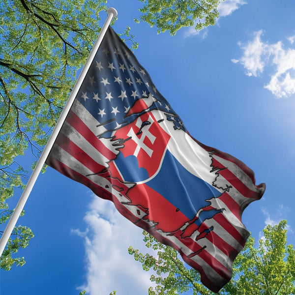 American Slovak Flag, US And Slovakia Polyester The Scratch Style 1