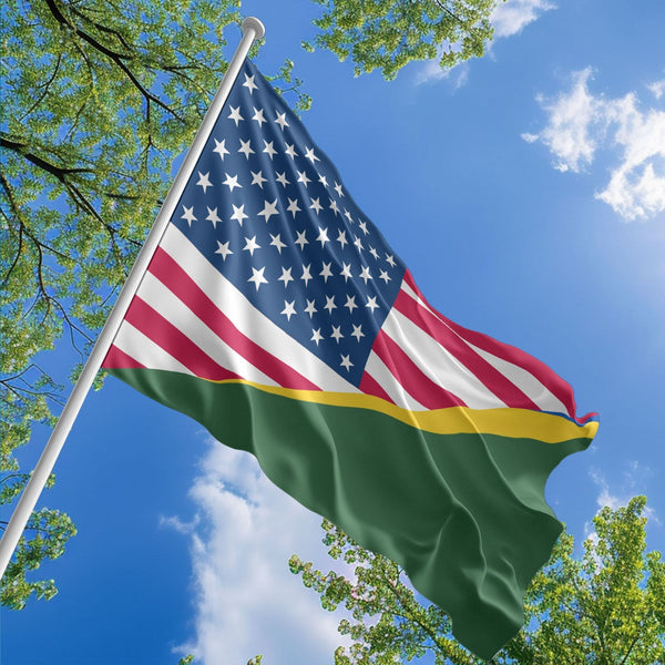American Solomon Islander Flag, US And Solomon Islands Polyester Friendship Blend Together Style 1