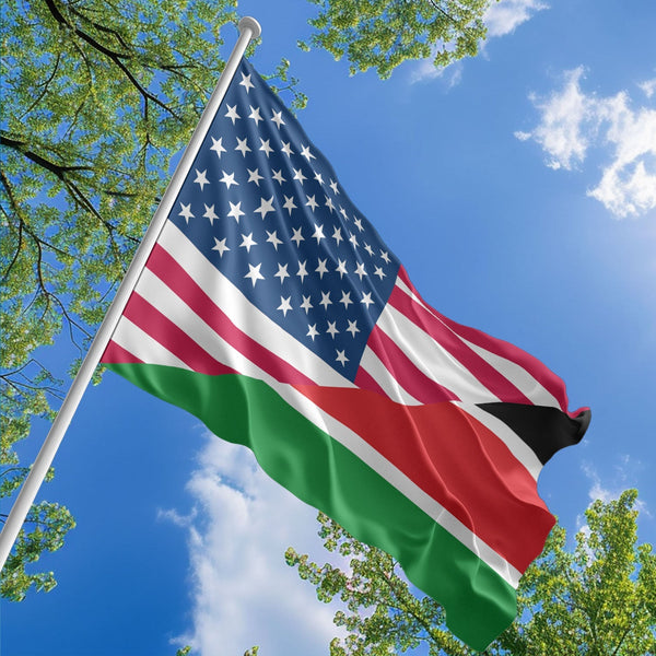 American South Sudanese Flag, US And South Sudan Polyester Friendship Blend Together Style 1