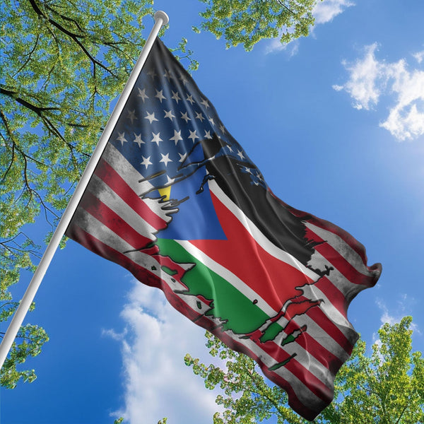 American South Sudanese Flag, US And South Sudan Polyester The Scratch Style 1
