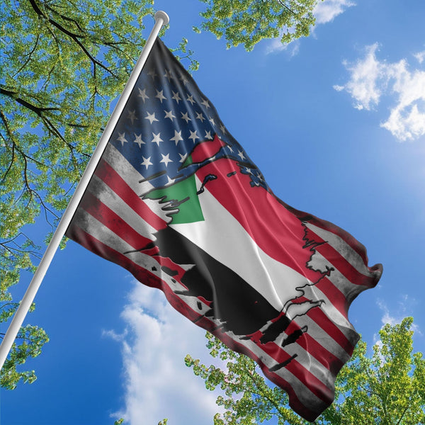 American Sudanese Flag, US And Sudan Polyester The Scratch Style 1