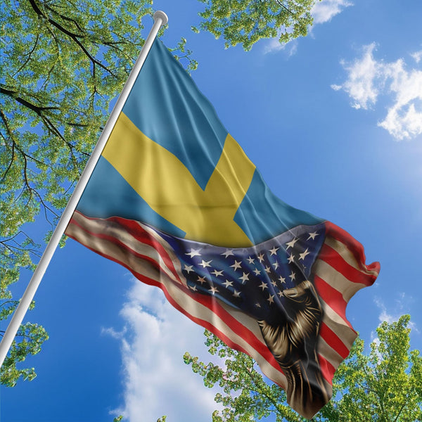 American Swedish Flag, US And Sweden Polyester The Original Style 1
