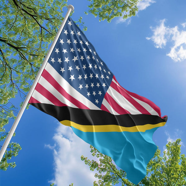 American Tanzanian Flag, US And Tanzania Polyester Friendship Blend Together Style 1