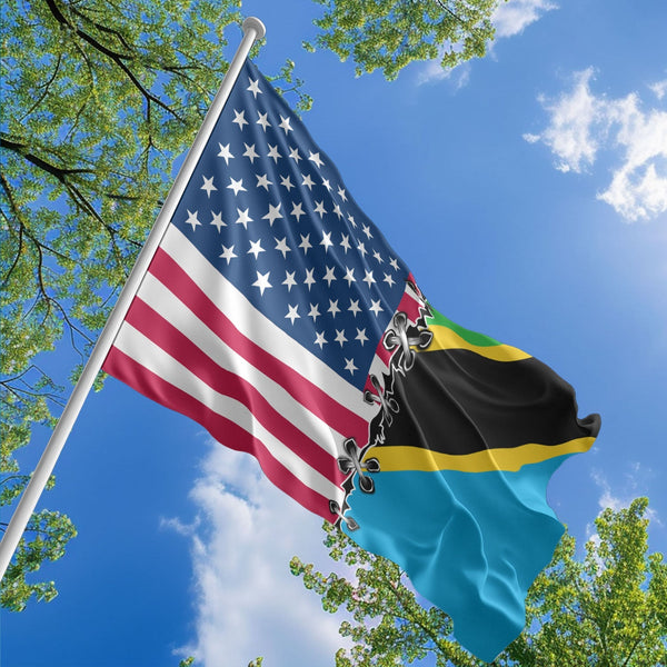 American Tanzanian Flag, US And Tanzania Polyester Sew Together Style 1
