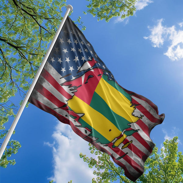 American Togolese Flag, US And Togo Polyester The Scratch Style 1