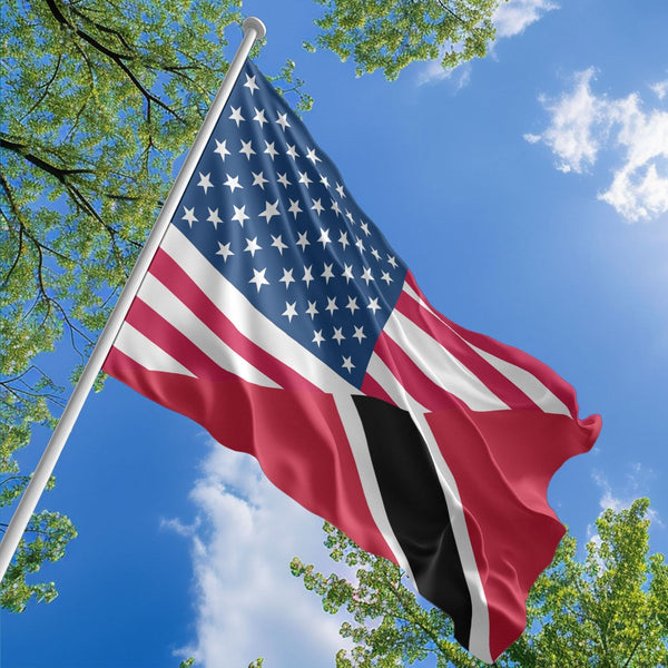 American Trinidadian Flag, US And Trinidad and Tobago Polyester Friendship Blend Together Style 1