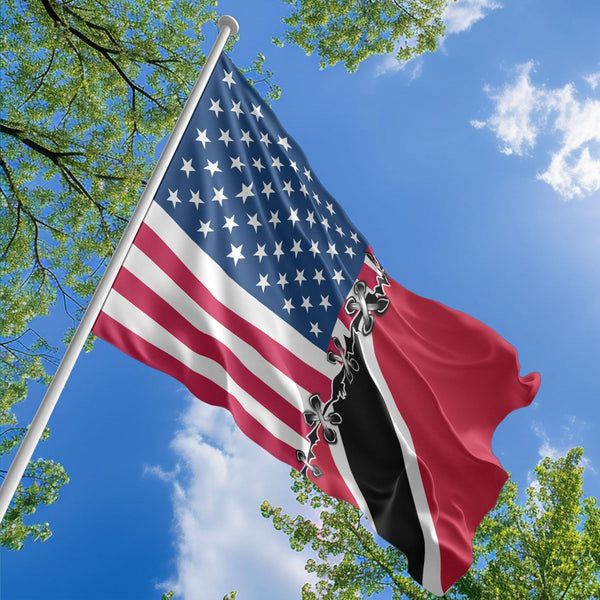 American Trinidadian Flag, US And Trinidad and Tobago Polyester Sew Together Style 1