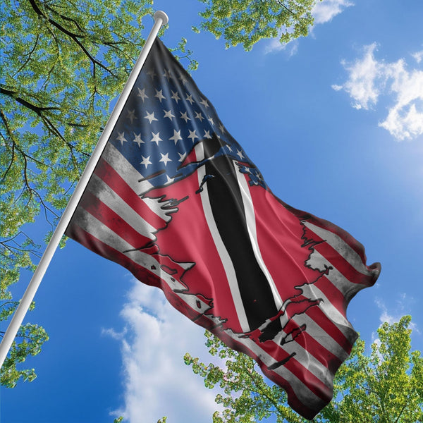 American Trinidadian Flag, US And Trinidad and Tobago Polyester The Scratch Style 1
