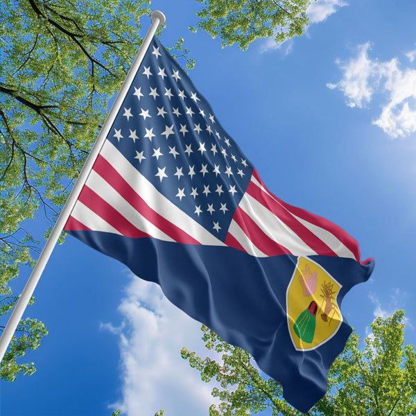 American Turk and Caicos Islander Flag, US And Turks and Caicos Islands Polyester Friendship Blend Together Style 1