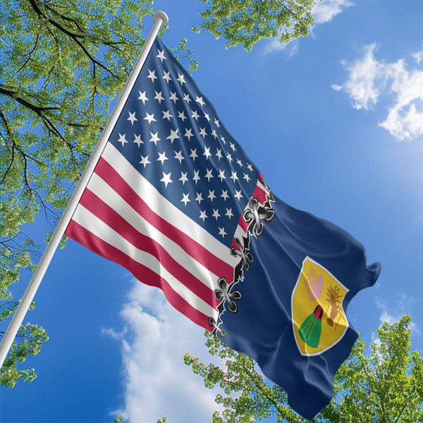 American Turk and Caicos Islander Flag, US And Turks and Caicos Islands Polyester Sew Together Style 1