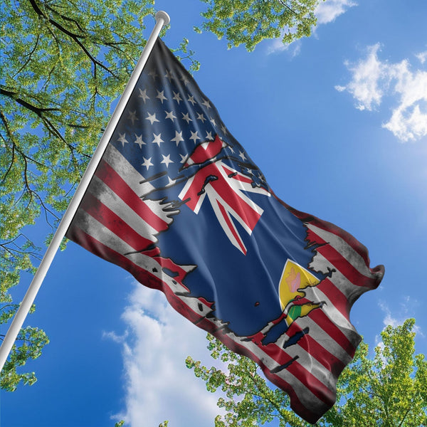 American Turk and Caicos Islander Flag, US And Turks and Caicos Islands Polyester The Scratch Style 1
