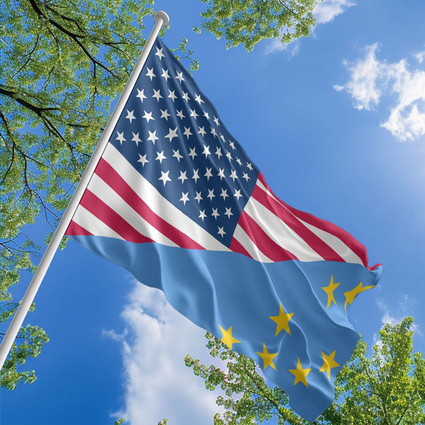 American Tuvaluan Flag, US And Tuvalu Polyester Friendship Blend Together Style 1