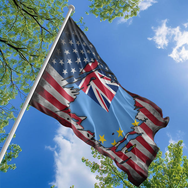 American Tuvaluan Flag, US And Tuvalu Polyester The Scratch Style 1
