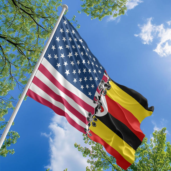 American Ugandan Flag, US And Uganda Polyester Sew Together Style 1
