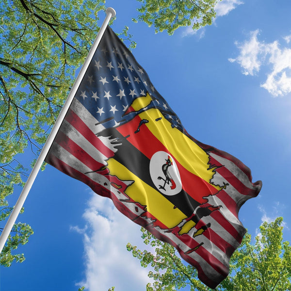 American Ugandan Flag, US And Uganda Polyester The Scratch Style 1