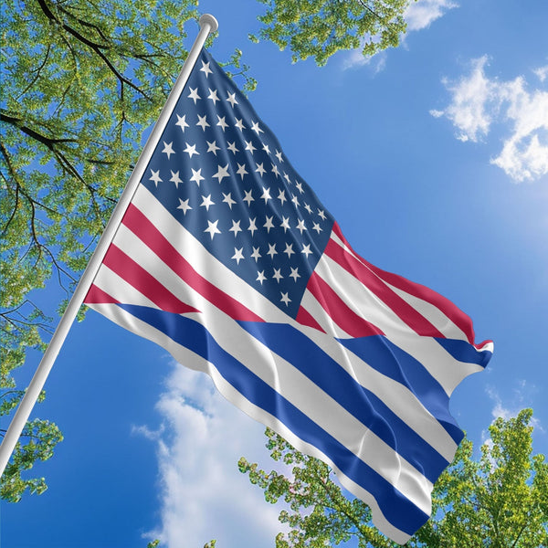 American Uruguayan Flag, US And Uruguay Polyester Friendship Blend Together Style 1