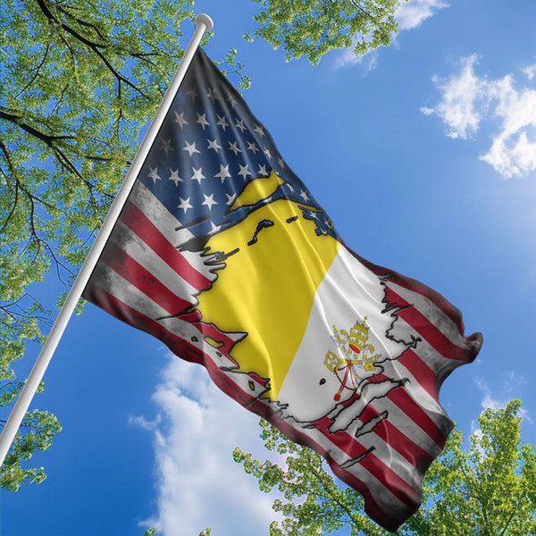 American Vatican Flag, US And Vatican City Polyester The Scratch Style 1