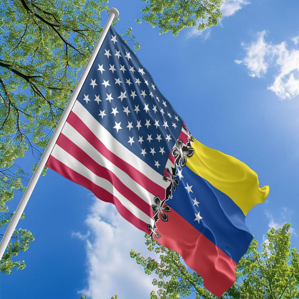 American Venezuelan Flag, US And Venezuela Polyester Sew Together Style 1