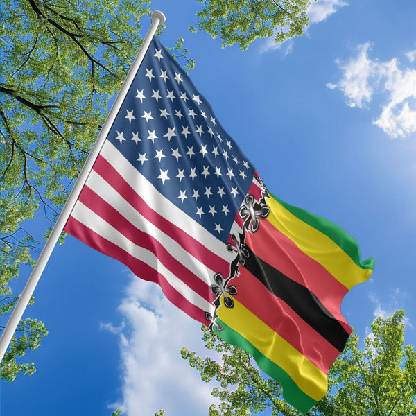 American Zimbabwean Flag, US And Zimbabwe Polyester Sew Together Style 1