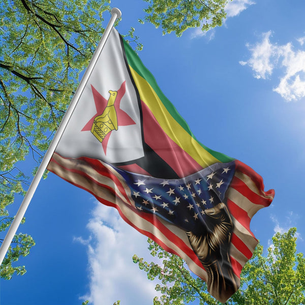 American Zimbabwean Flag, US And Zimbabwe Polyester The Original Style 1