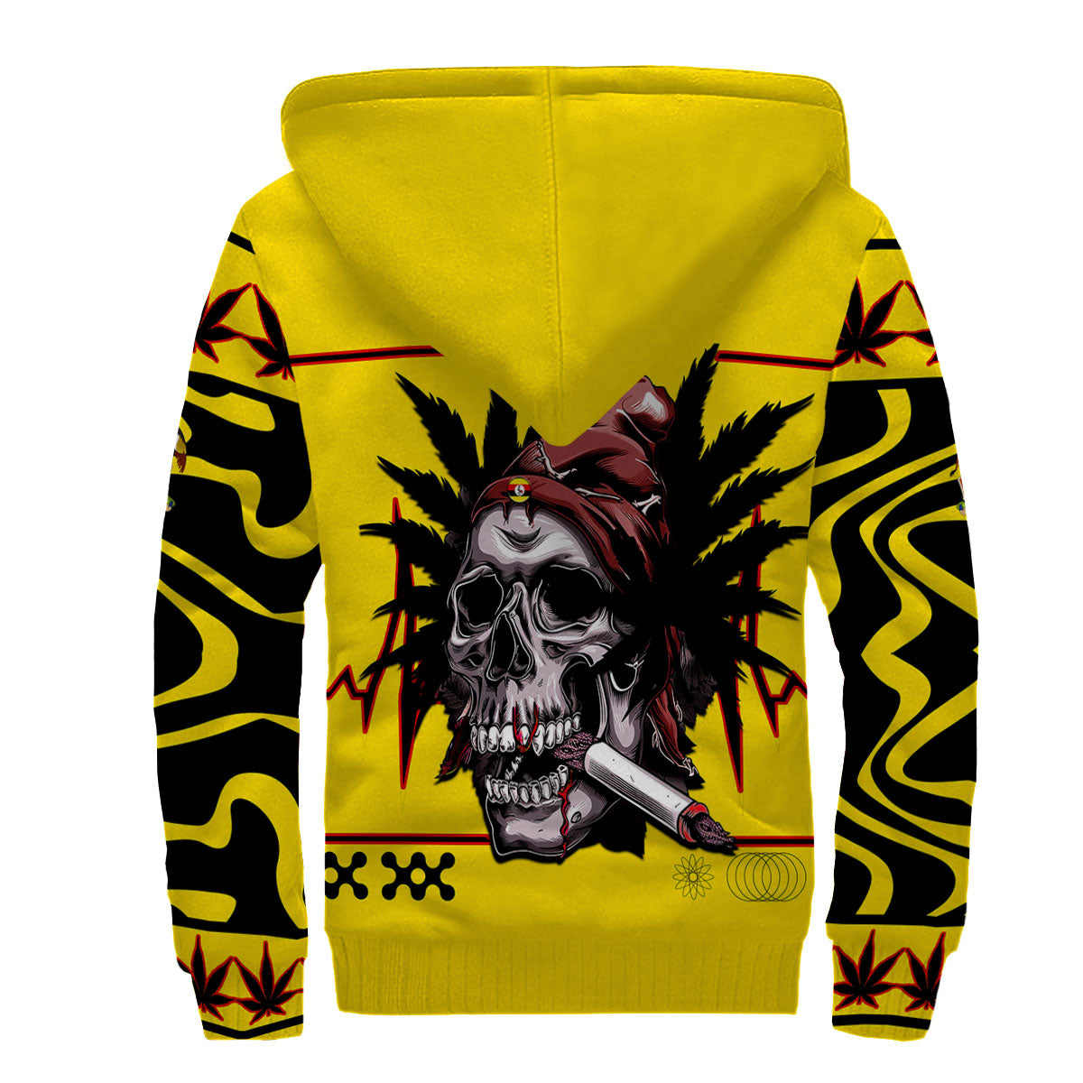 Uganda Sherpa Hoodie Flag & Coat Of Arms Marijuanas Style