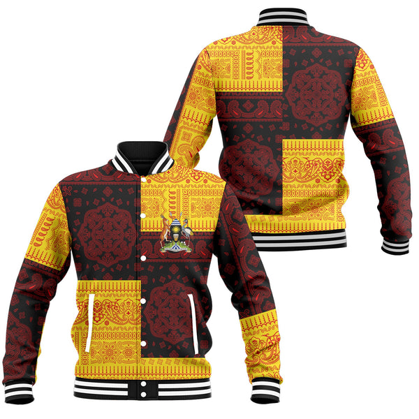 Uganda Baseball Jacket Flag And Paisley Basic Style 1